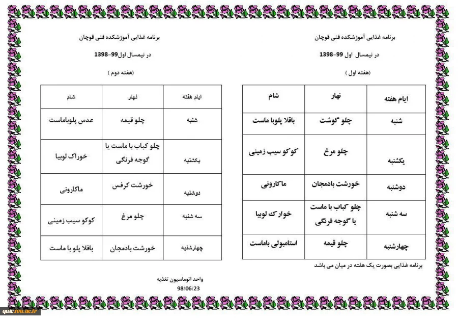 برنامه غذایی