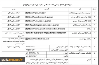 شیوه های اطلاع رسانی دانشکده فنی و حرفه ای شهرستان قوچان