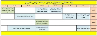 برنامه کلاسی ترم اولی های پسران (کاردانی) دانشکده فنی شهید رجایی قوچان اعلام می گردد 2