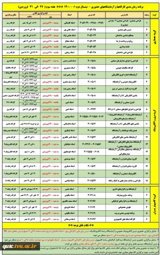 برنامه هفته سوم کلاسهای حضوری - ویژه پسران