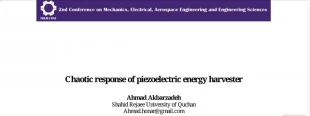 مقاله مهندس احمد اکبرزاده ، از کارکنان دانشکده فنی شهید رجایی قوچان با عناوین:

Chaotic response of piezoelectric energy harvester
 و 
Fuzzy controller in chaos suppression of atomic force microscope
منتشر گردید. 2