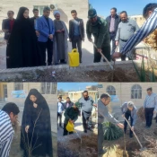 همزمان با جشن نیمه شعبان به مناسبت روزدرخت کاری باحضورجناب سرهنگ پاسدار رشادیان، سرکارخانم دکتر شوشتری و ریاست دانشگاه دکتر مهدی چم پور و حاج آقای مهدوی نژاد سه اصله نهال در فضای سبز آموزشکده کاشته شد.
 2