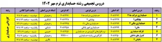 دروس تجمیعی رشته حسابداری مهر ۱۴۰۲